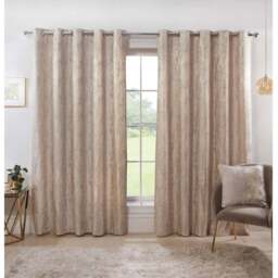 Divante Agadir Champagne Jacquard Eyelet Curtains 229 x 229cm - Size: W 228 x D 228cm - Wilko - thumbnail 3