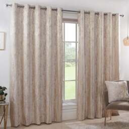 Divante Agadir Champagne Jacquard Eyelet Curtains 229 x 229cm - Size: W 228 x D 228cm - Wilko