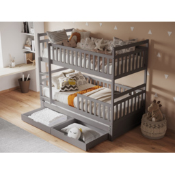 Flair Elvis Grey 2 Drawer Wooden Bunk Bed with Trundle - Size: Single - Wilko - thumbnail 6