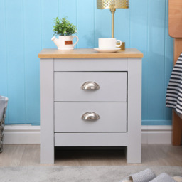 FurnitureHMD 2 Drawer Grey and Oak Effect Wooden Bedside Table Set of 2 - Wilko - thumbnail 7