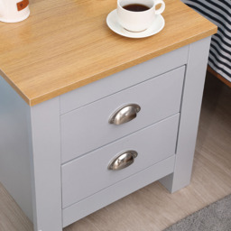FurnitureHMD 2 Drawer Grey and Oak Effect Wooden Bedside Table Set of 2 - Wilko - thumbnail 4