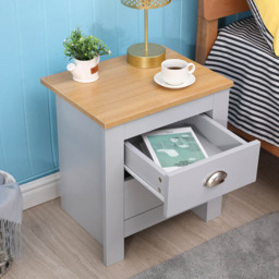 FurnitureHMD 2 Drawer Grey and Oak Effect Wooden Bedside Table Set of 2 - Wilko - thumbnail 6