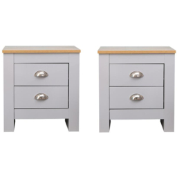 FurnitureHMD 2 Drawer Grey and Oak Effect Wooden Bedside Table Set of 2 - Wilko - thumbnail 3