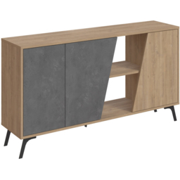 Decortie Fiona 3 Door 2 Shelf Oak and Retro Grey Sideboard - Size: 82 x 150 x 35.6cm - Multi - Wilko - thumbnail 3