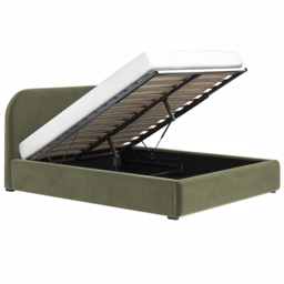 Flair Alba King Size Khaki Velvet Ottoman Bed - Green - Wilko - thumbnail 4