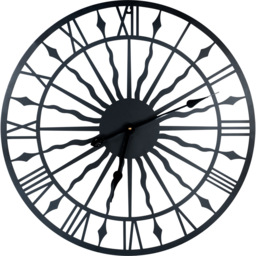 St Helens Black Open Face Sun Design Non Ticking Garden Clock 60cm - Wilko - thumbnail 1