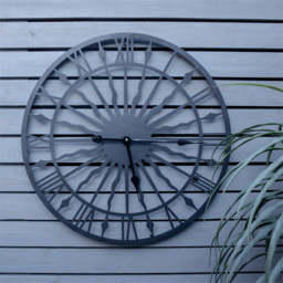 St Helens Black Open Face Sun Design Non Ticking Garden Clock 60cm - Wilko - thumbnail 5
