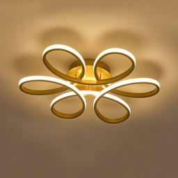 Living and Home Golden Frame Modern LED Ceiling Light - Size: 12 x 74 x 74cm - Wilko - thumbnail 6
