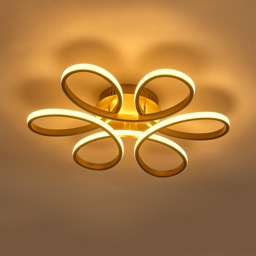 Living and Home Golden Frame Modern LED Ceiling Light - Size: 12 x 74 x 74cm - Wilko - thumbnail 7