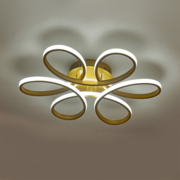 Living and Home Golden Frame Modern LED Ceiling Light - Size: 12 x 74 x 74cm - Wilko - thumbnail 5