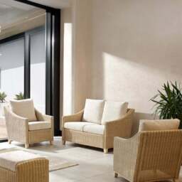 Desser Furniture Dijon 2 Seater Cotton Cream Suite - Wilko - thumbnail 1