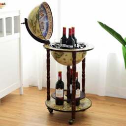 Costway Italian Styled Globe Drinks Cabinet with Wheels - Size: 56 x 50 x 30cm - Multi - Wilko