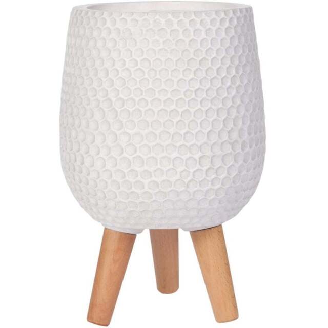 wilko Honeycomb White Indoor Plant Pot with Legs 43cm - Instadecor - image 1