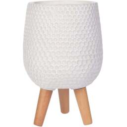 wilko Honeycomb White Indoor Plant Pot with Legs 43cm - Instadecor - thumbnail 1