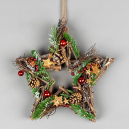 Shatchi LED Christmas Star Wreath with Red and Brown Twigs 1.15ft - Multi - Wilko - thumbnail 3