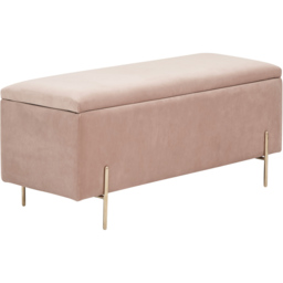 GFW Mystica Blush Pink Velvet Ottoman Storage Bench - Size: 37 x 98 x 43cm - Wilko - thumbnail 3