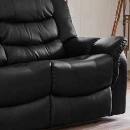 Almeira 2 Seater Black Bonded Leather Manual Recliner Sofa - Artemis Home - Wilko - thumbnail 3