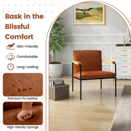 Costway Camel PU Leather Accent Chair - Size: Single - Brown - Wilko - thumbnail 5