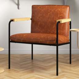 Costway Camel PU Leather Accent Chair - Size: Single - Brown - Wilko - thumbnail 1