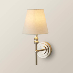 ValueLights Maggie Linen Shade Brushed Chrome Candlestick LED Wall Light with Bulb - Size: 38.5 x 21.5 x 18cm - Silver - Wilko - thumbnail 5