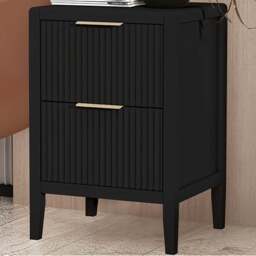 Castel 2 Drawers Black Bedside Table - Wilko