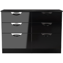 Crowndale Camden 6 Drawer Black Gloss and Black Wide Chest of Drawers Ready Assembled - Black Gloss & Black - Wilko - thumbnail 3