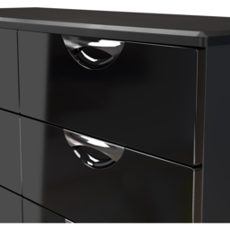 Crowndale Camden 6 Drawer Black Gloss and Black Wide Chest of Drawers Ready Assembled - Black Gloss & Black - Wilko - thumbnail 6