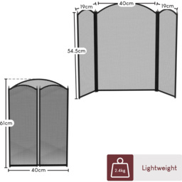 FIRE VIDA Selby 3 Panel Fire Guard Black - Size: H 64 x W 85 x D 22 cm - Wilko - thumbnail 6