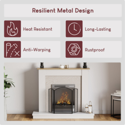 FIRE VIDA Selby 3 Panel Fire Guard Black - Size: H 64 x W 85 x D 22 cm - Wilko - thumbnail 5