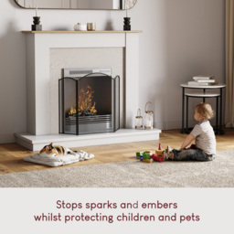FIRE VIDA Selby 3 Panel Fire Guard Black - Size: H 64 x W 85 x D 22 cm - Wilko - thumbnail 3