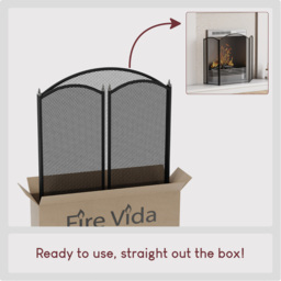 FIRE VIDA Selby 3 Panel Fire Guard Black - Size: H 64 x W 85 x D 22 cm - Wilko - thumbnail 4