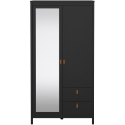 Florence Barcelona 2 Door 2 Drawer Matt Black Mirrored Wardrobe - Size: 2 Door, 2 Drawer - Wilko - thumbnail 4