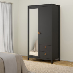 Florence Barcelona 2 Door 2 Drawer Matt Black Mirrored Wardrobe - Size: 2 Door, 2 Drawer - Wilko - thumbnail 7