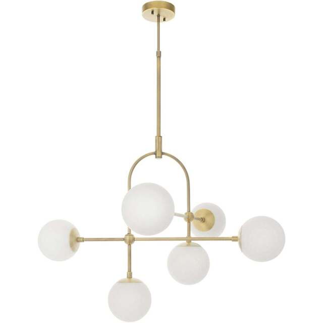 Merano Cosenza Antique Brass and Opal Glass 6 Light Ceiling Semi Flush - Size: 86 x 86 x 127cm - Brown - Wilko - image 1