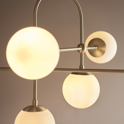 Merano Cosenza Antique Brass and Opal Glass 6 Light Ceiling Semi Flush - Size: 86 x 86 x 127cm - Brown - Wilko - thumbnail 5