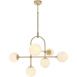 Merano Cosenza Antique Brass and Opal Glass 6 Light Ceiling Semi Flush - Size: 86 x 86 x 127cm - Brown - Wilko - thumbnail 4