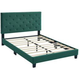Furniture One King Size Green Upholstered Bed Frame with Adjustable Tufted Headboard - Wilko - thumbnail 3