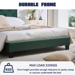 Furniture One King Size Green Upholstered Bed Frame with Adjustable Tufted Headboard - Wilko - thumbnail 6