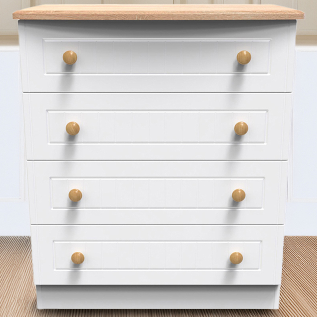 Crowndale Warwick 4 Drawer White Ash and Oak Chest of Drawers - Wilko - image 1