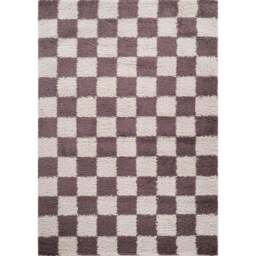 Desire Rugs Chester Lilac Shaggy Checkered Rug 120 x 170cm - Size: 170 x 120 x 3cm - Purple - Wilko