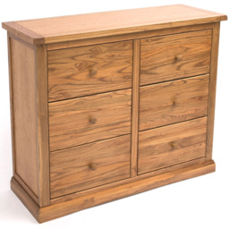 Cabinet Bits Salerno 6 Drawer Brown Wood Knob Chest of Drawers - Wilko - thumbnail 5
