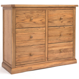 Cabinet Bits Salerno 6 Drawer Brown Wood Knob Chest of Drawers - Wilko - thumbnail 3
