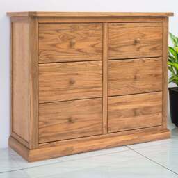 Cabinet Bits Salerno 6 Drawer Brown Wood Knob Chest of Drawers - Wilko - thumbnail 1