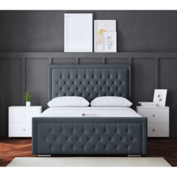 DS Living Allegra Double Steel Upholstered Bed Frame with Headboard - Grey - Wilko - thumbnail 5
