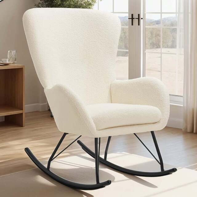 tectake Cream and Black Swing Rocking Chair - Size: Single - Wilko - image 1