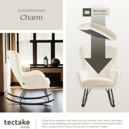 tectake Cream and Black Swing Rocking Chair - Size: Single - Wilko - thumbnail 6