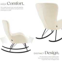 tectake Cream and Black Swing Rocking Chair - Size: Single - Wilko - thumbnail 4