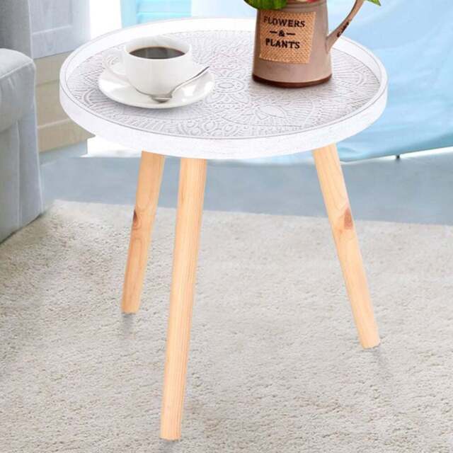 Portland White Flower Eteched Side Table - Size: 40 x 40 x 40cm - Wilko - image 1