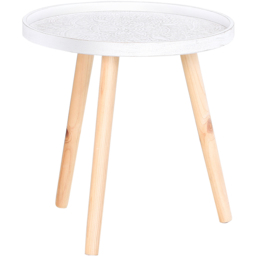 Portland White Flower Eteched Side Table - Size: 40 x 40 x 40cm - Wilko - thumbnail 3