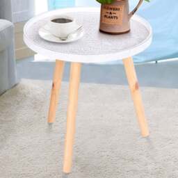 Portland White Flower Eteched Side Table - Size: 40 x 40 x 40cm - Wilko - thumbnail 1
